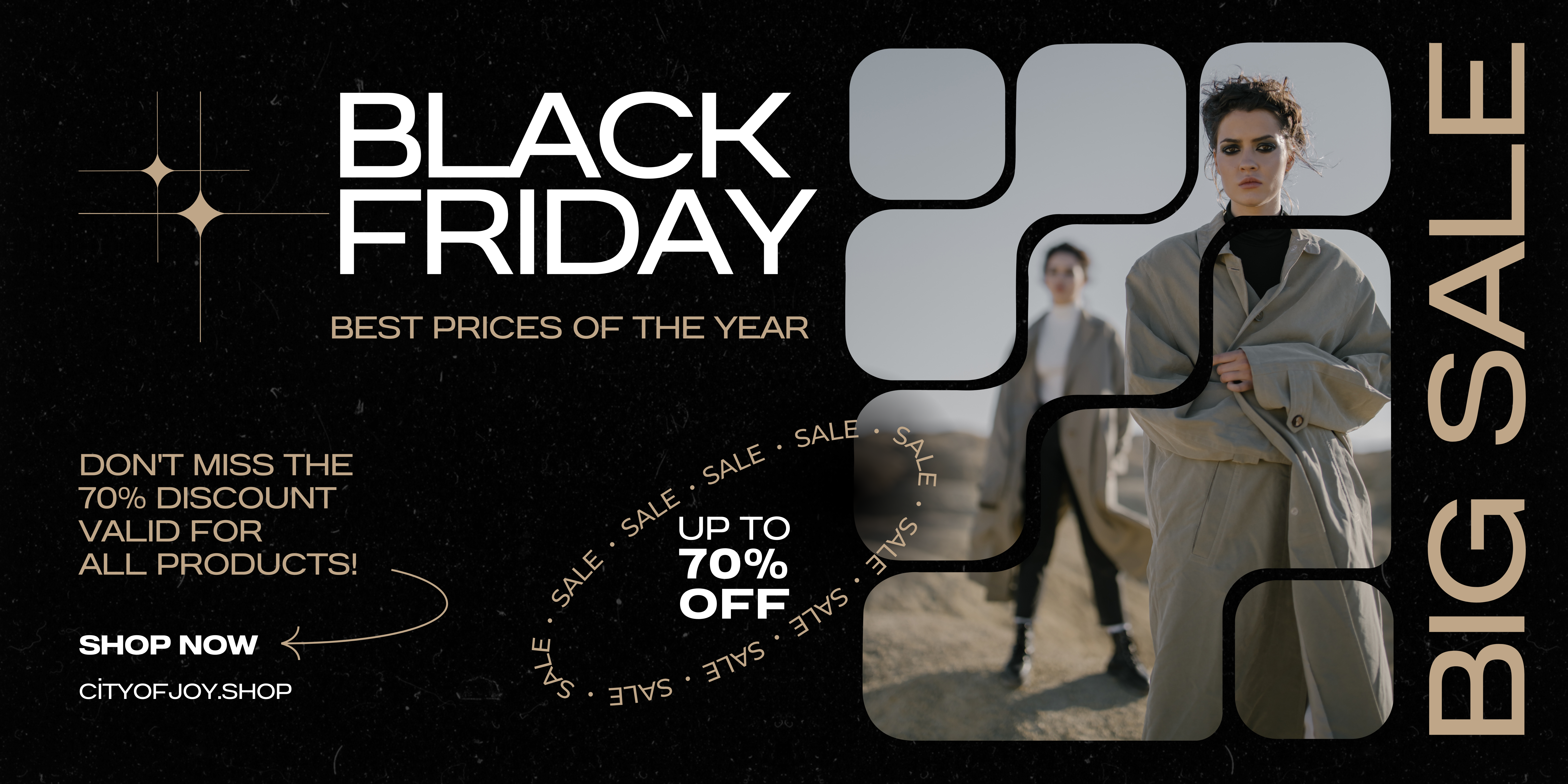 Black and Beige Minimalist Black Friday Sale Banner