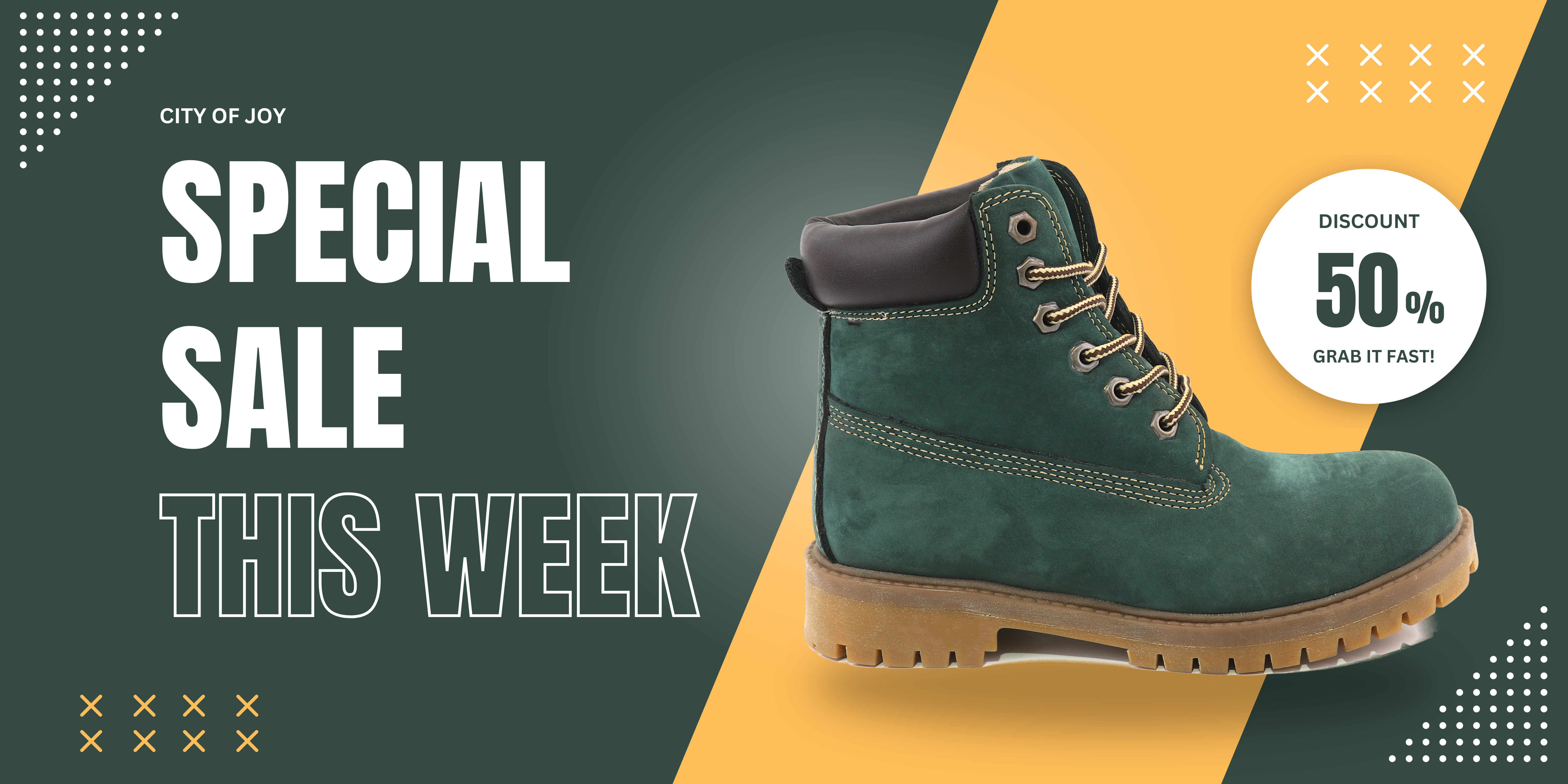 Green and Yellow Simple Clean Shoes Sale Banner